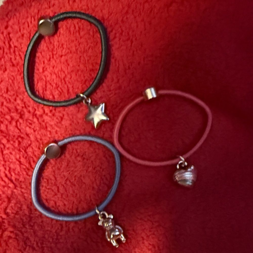 Coach Star, Heart, and Bear Charm Hair Ties